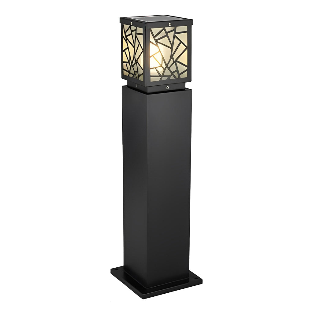 Solar Bollard Path Lights - LED Black Waterproof Outdoor Lamp