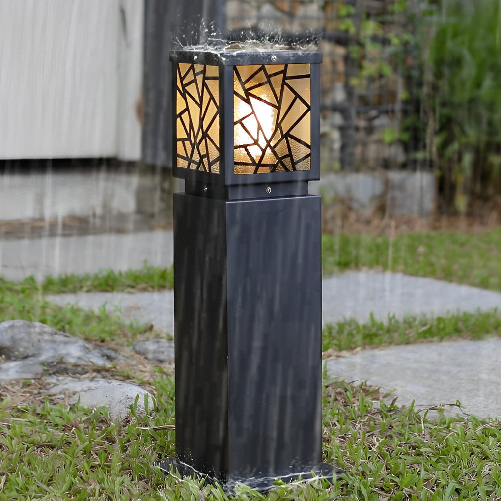 Solar Bollard Path Lights - LED Black Waterproof Outdoor Lamp