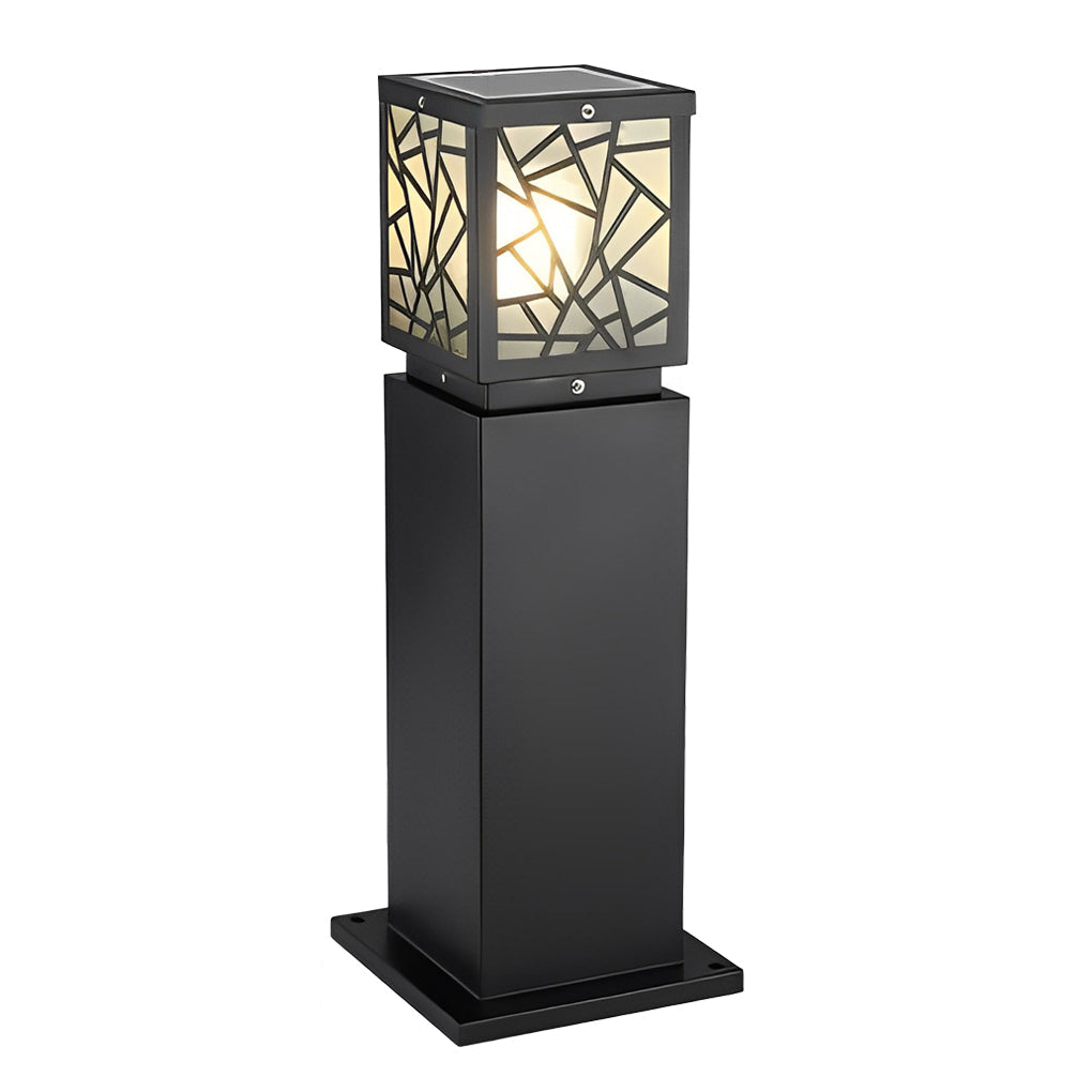 Solar Bollard Path Lights - LED Black Waterproof Outdoor Lamp