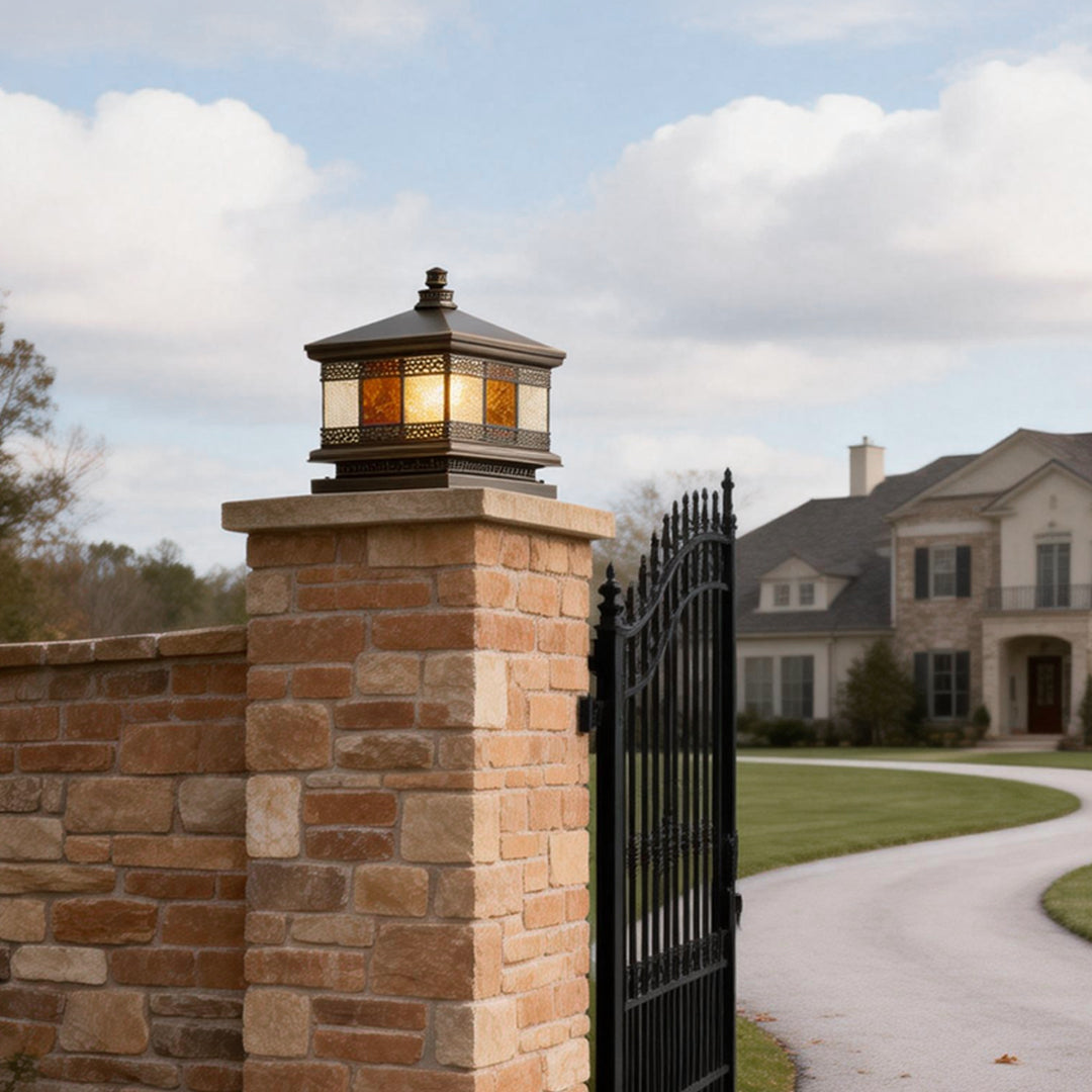 Solar Outdoor Square Pillar Lights - European Design Waterproof Garden Lamps