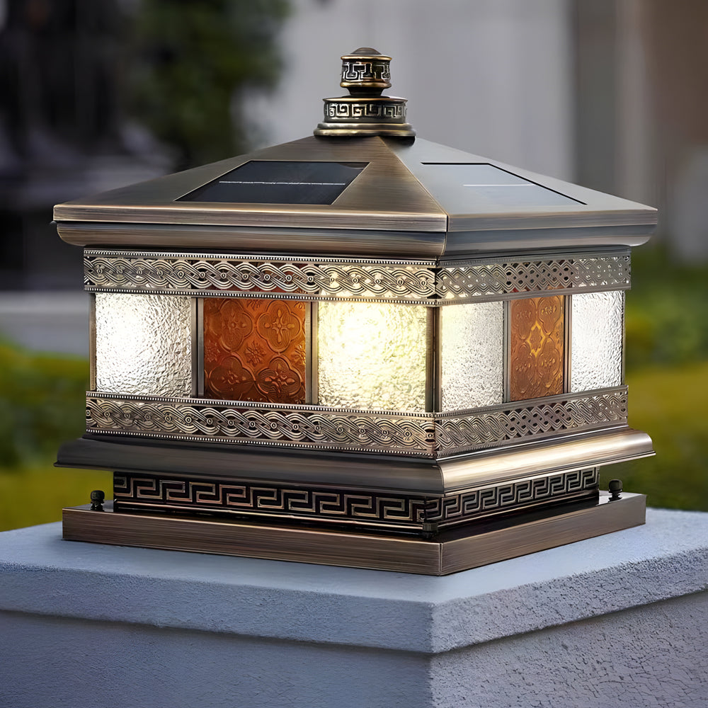 Solar Outdoor Square Pillar Lights - European Design Waterproof Garden Lamps