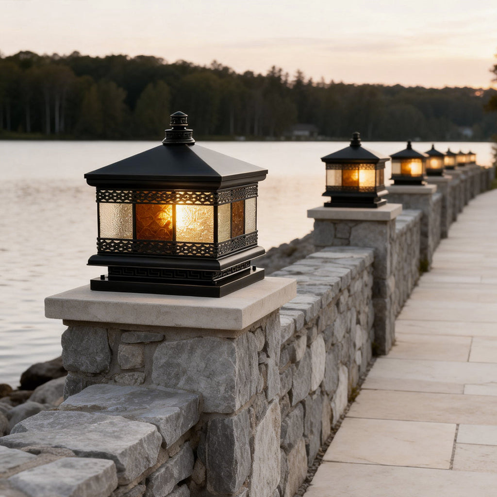 Solar Outdoor Square Pillar Lights - European Design Waterproof Garden Lamps