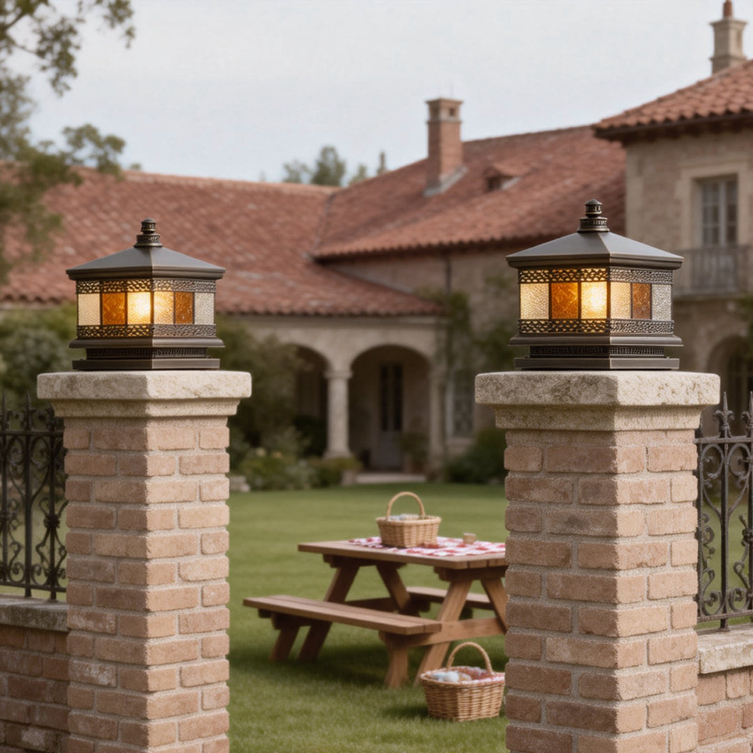 Solar Outdoor Square Pillar Lights - European Design Waterproof Garden Lamps