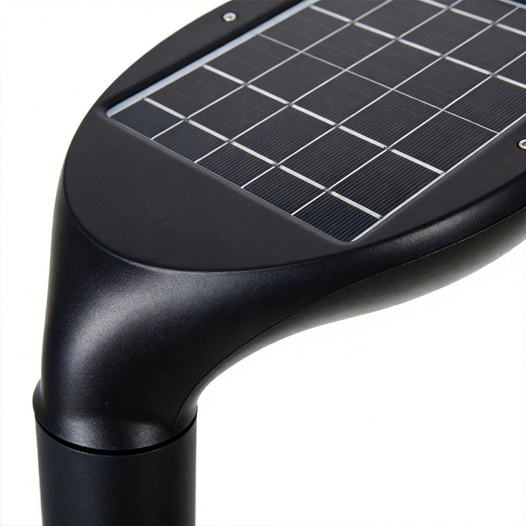 Curved Bollard Light - Minimalist Solar-Powered Black Aluminum Lamp