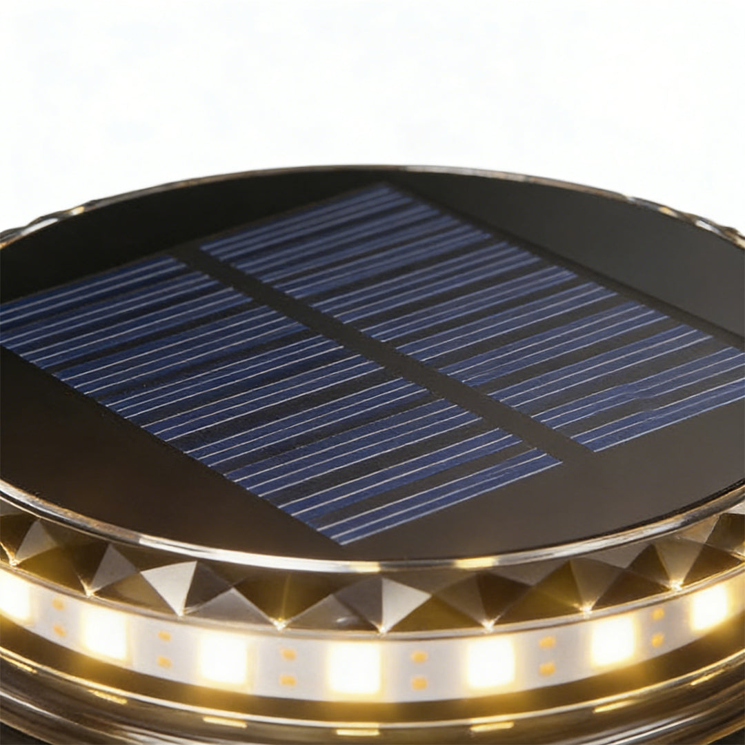 4 Pcs Solar Disc Lights LED Landscape Lighting Black Modern Outdoor Garden Lights