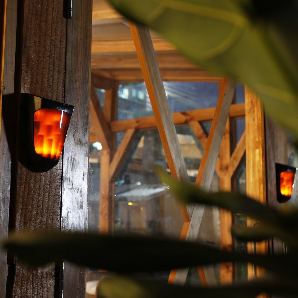 Solar LED Outdoor Wall Lamp - Flame Light Sconce for Garden, Patio & Deck Lighting