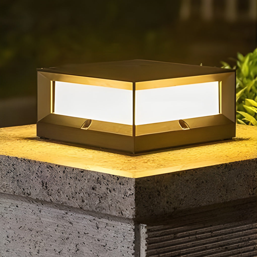 Solar Garden Pillar Lights Waterproof Black Outdoor Lighting