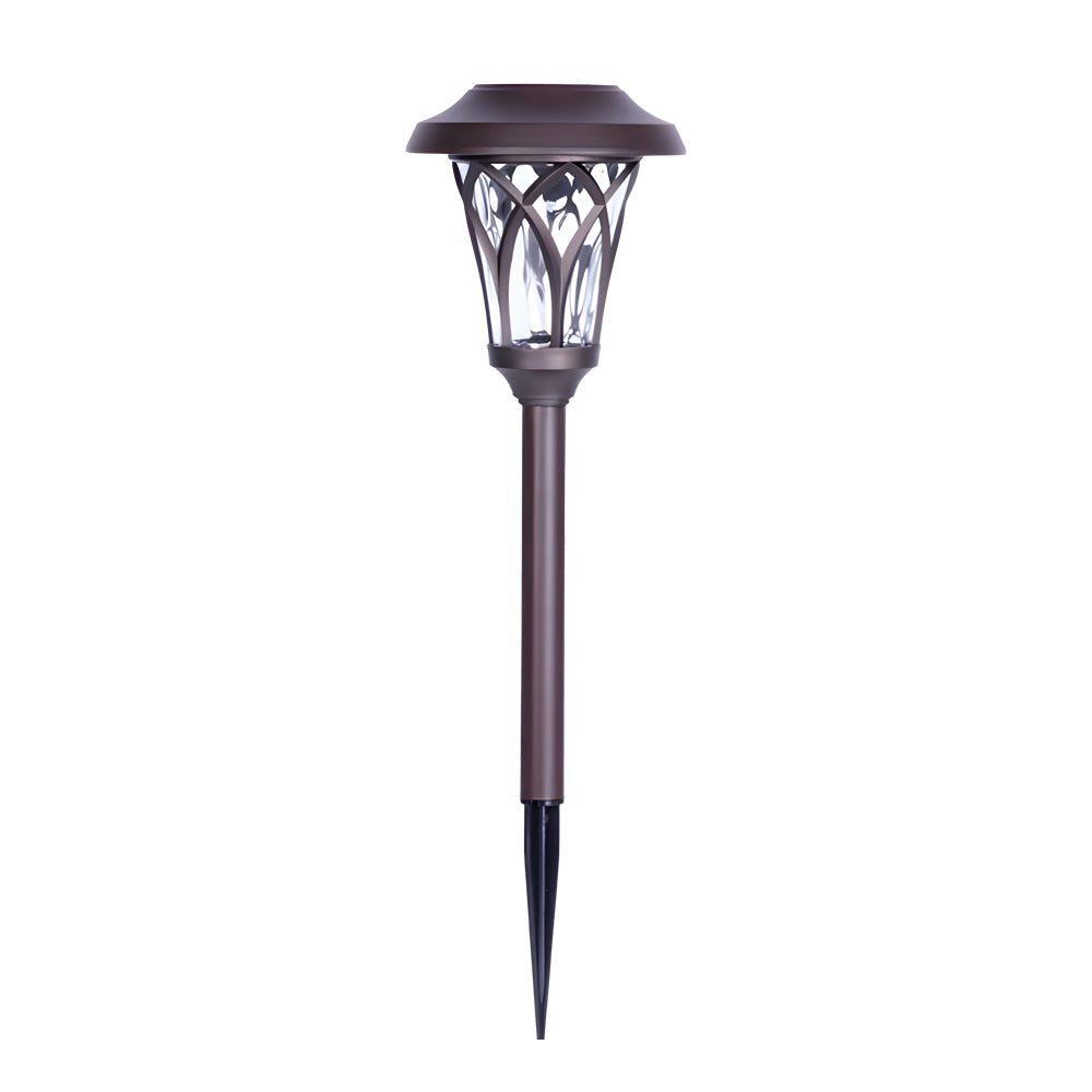Solar Glass & Metal Stake Lawn Lights - Retro Modern Waterproof LED Garden Lighting