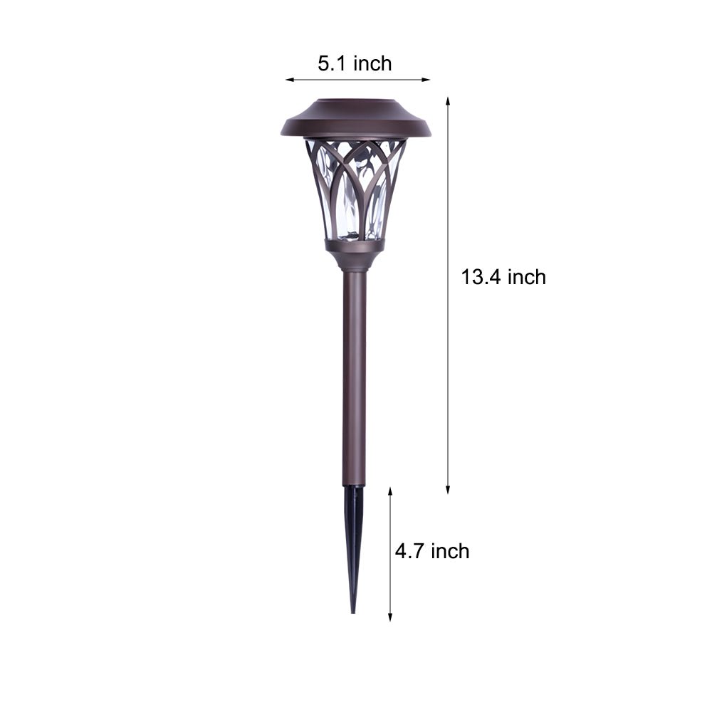 Solar Glass & Metal Stake Lawn Lights - Retro Modern Waterproof LED Garden Lighting