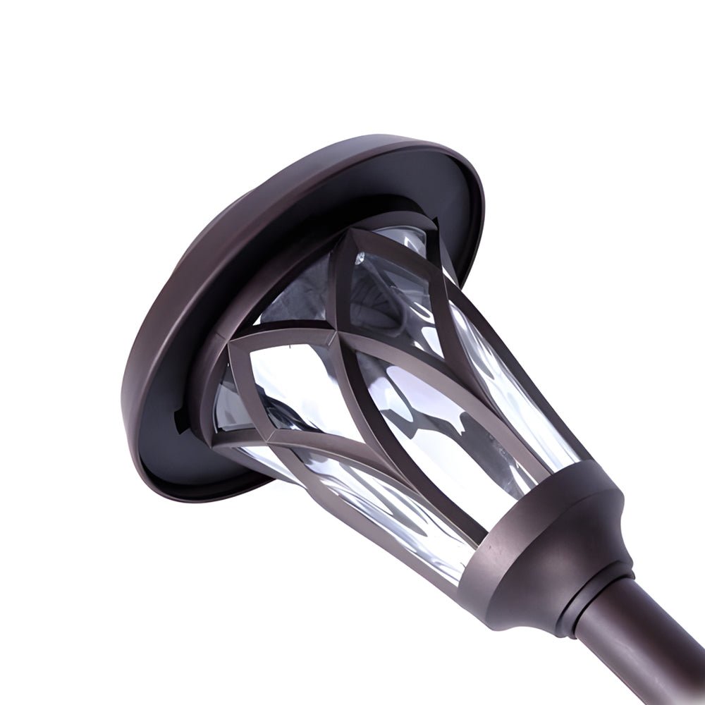 Solar Glass & Metal Stake Lawn Lights - Retro Modern Waterproof LED Garden Lighting