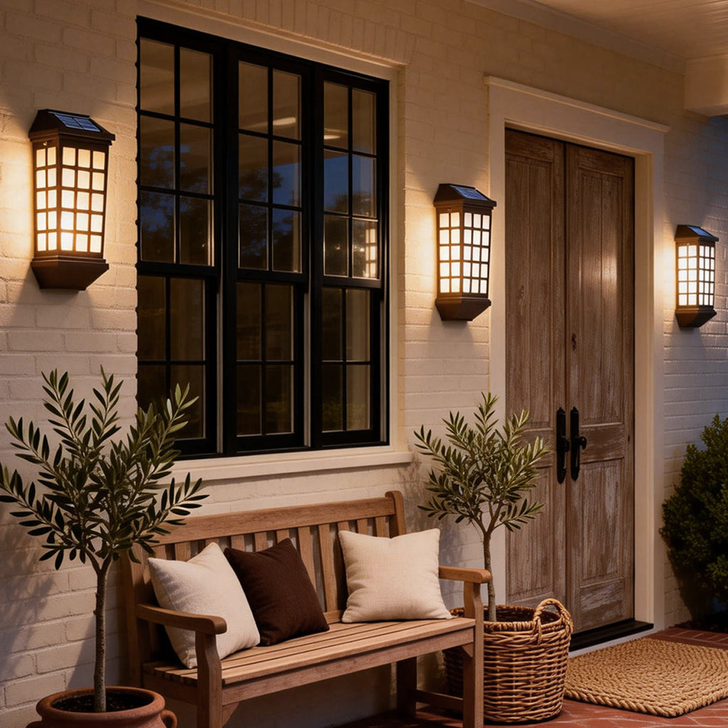 Modern Solar LED Outdoor Wall Light - Coffee Color