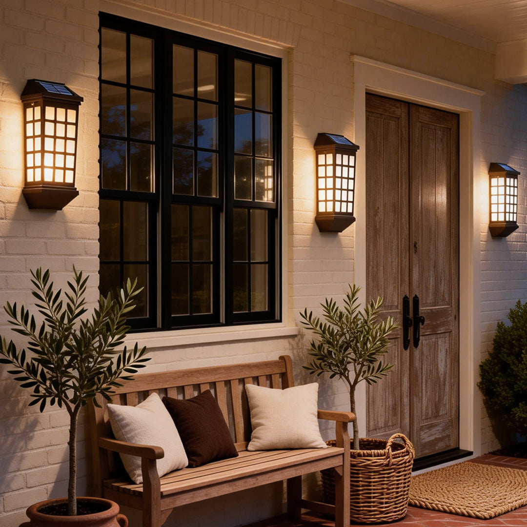 Modern Solar LED Outdoor Wall Light - Coffee Color