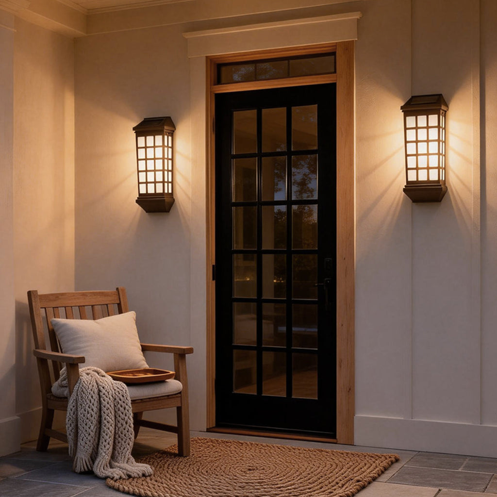 Modern Solar LED Outdoor Wall Light - Coffee Color