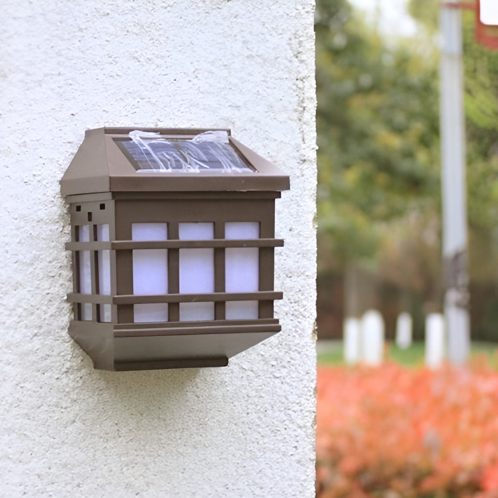 Modern Solar LED Outdoor Wall Light - Coffee Color
