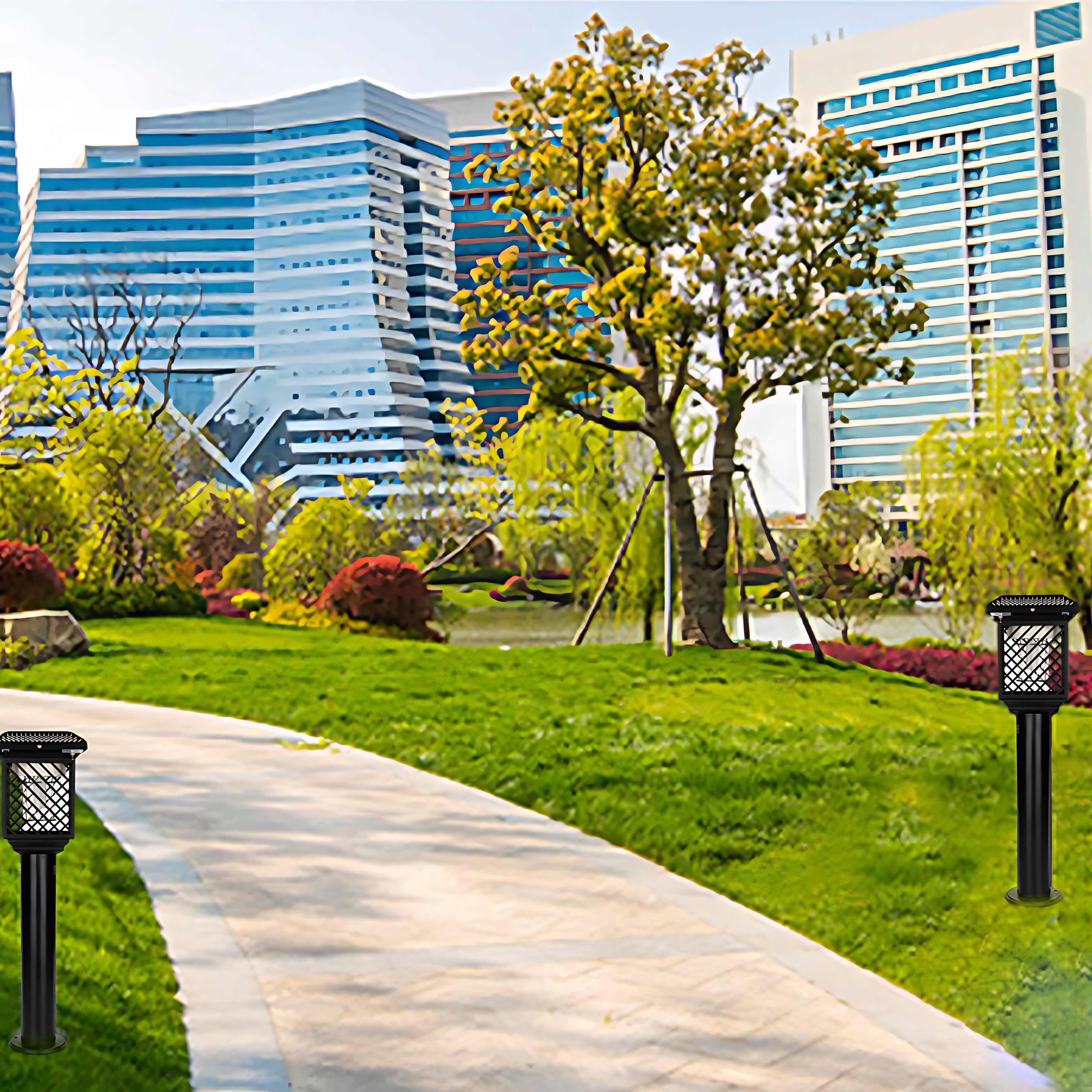 Compact Solar-Powered Black Landscape Lighting - Waterproof Stainless Steel Outdoor Fixtures