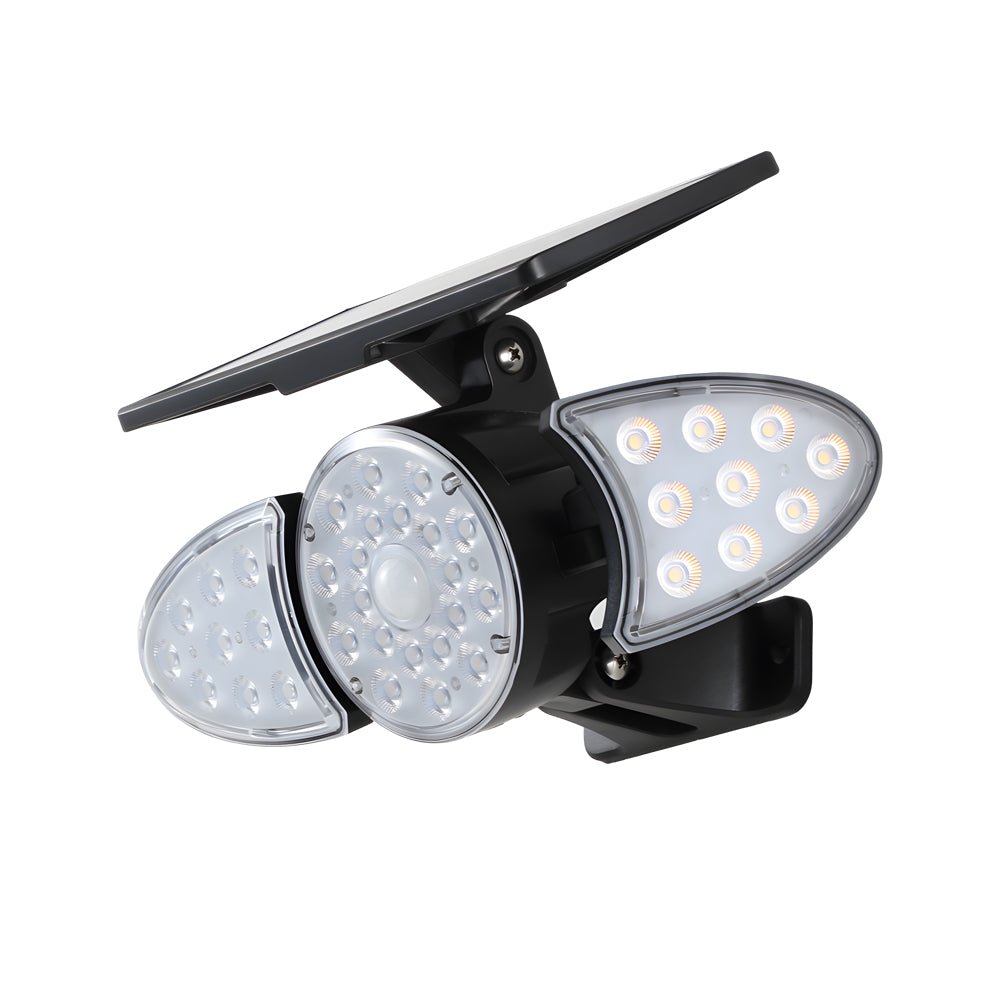 Solar Motion Security Light - 3-Head Outdoor LED Fixture with Sensor