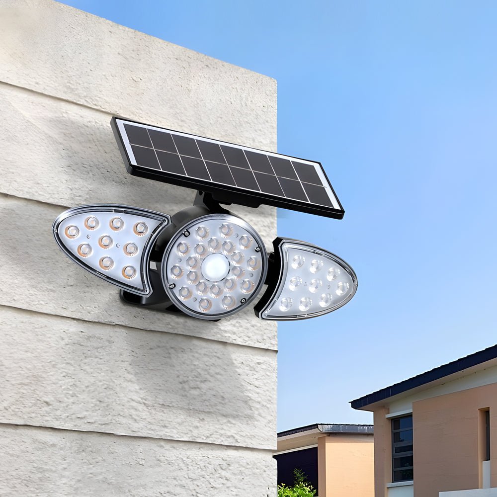 Solar Motion Security Light - 3-Head Outdoor LED Fixture with Sensor