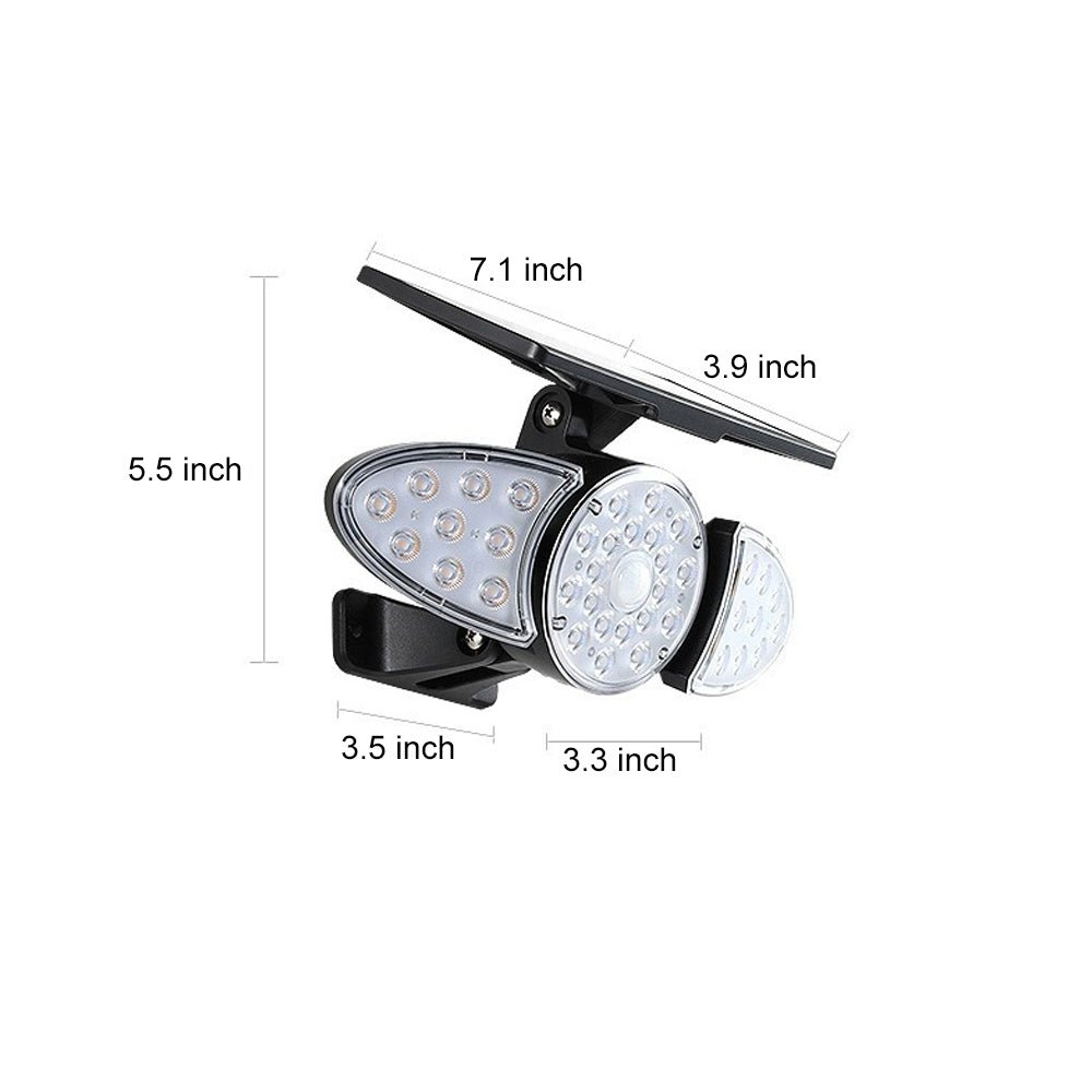 Solar Motion Security Light - 3-Head Outdoor LED Fixture with Sensor