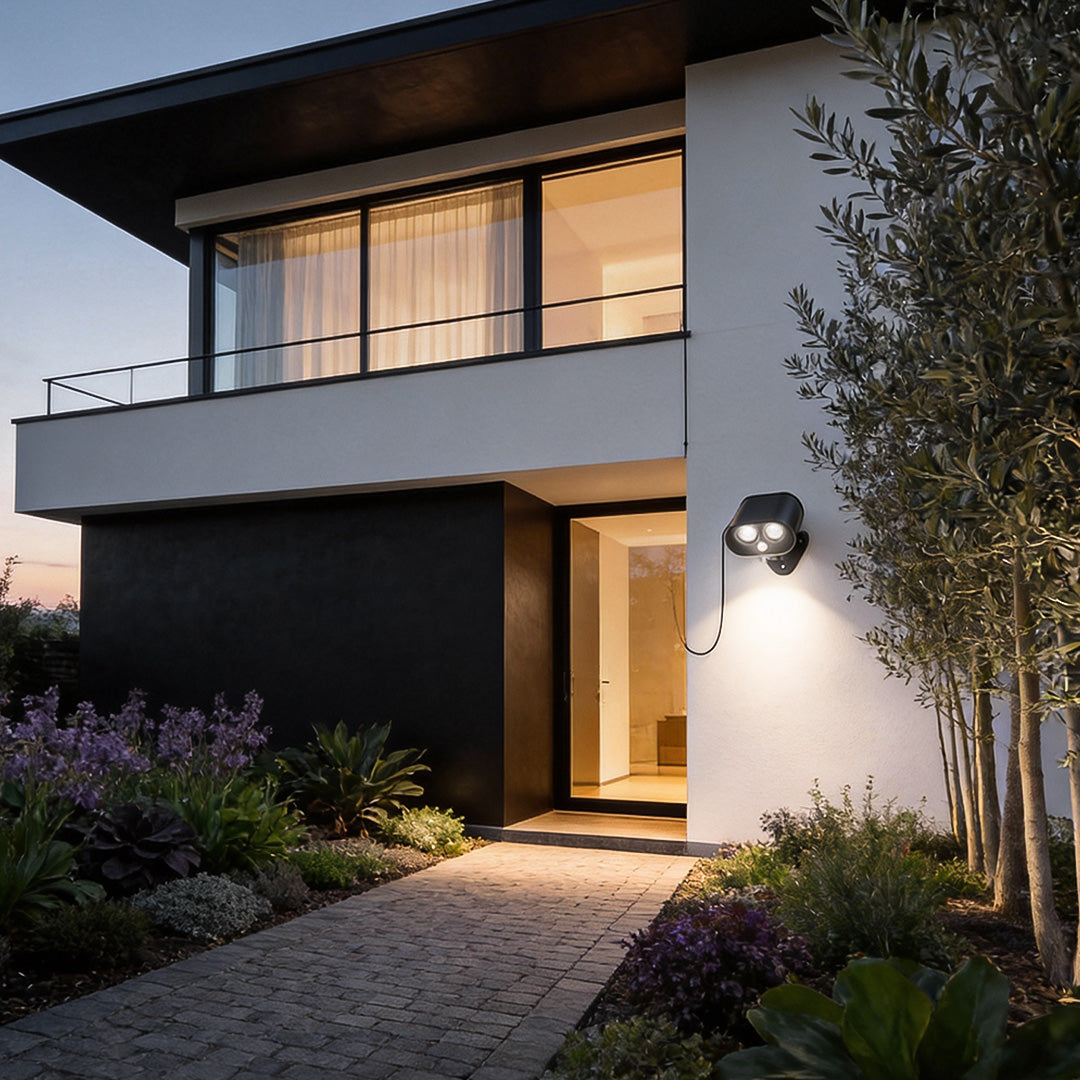 Solar Motion Sensor Wall Light - Adjustable Outdoor Security Lamp