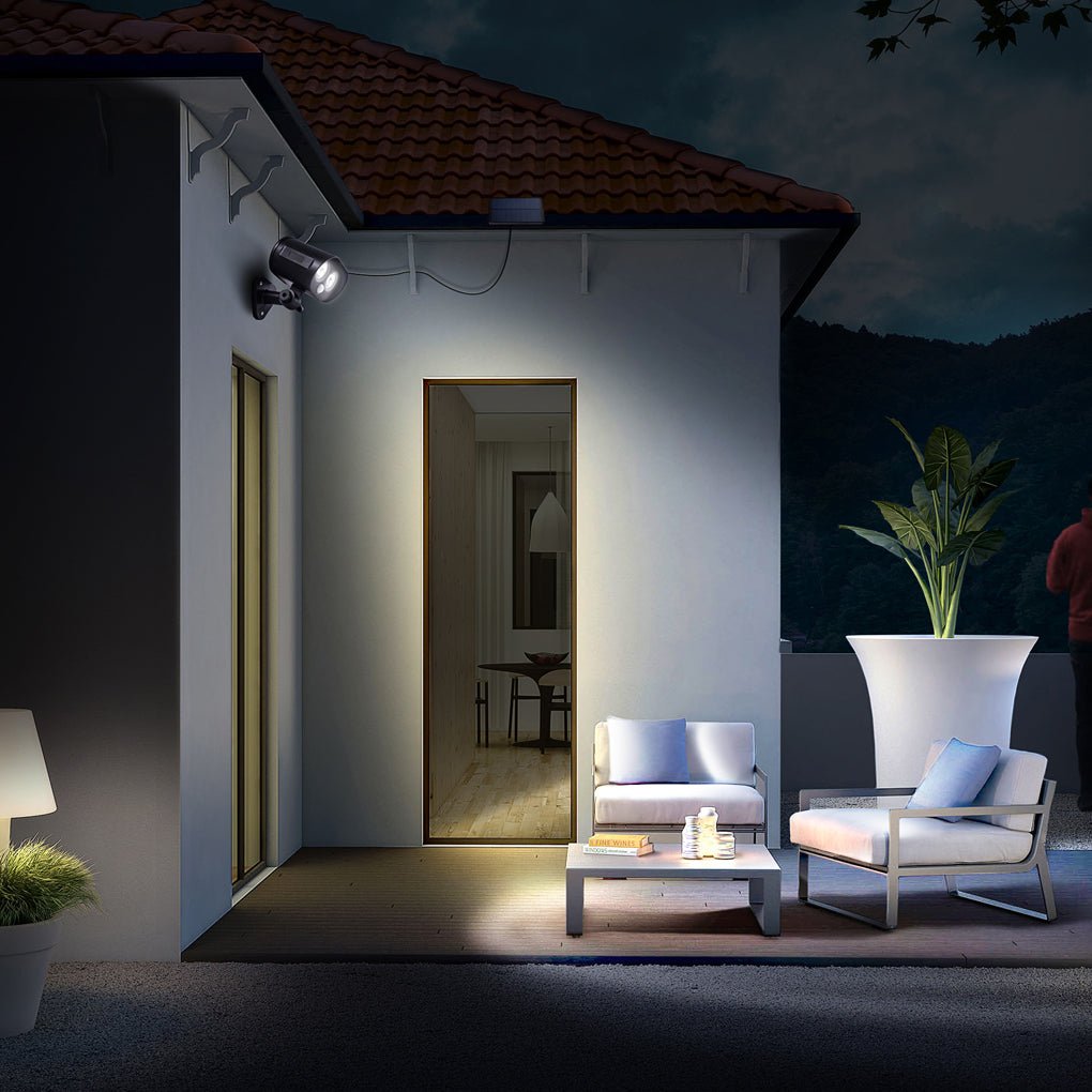 Solar Motion Sensor Wall Light - Adjustable Outdoor Security Lamp