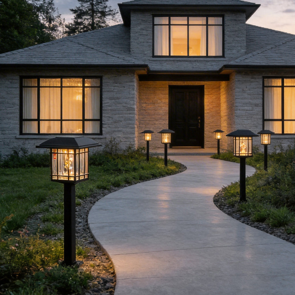 2-PCS Vintage Square Solar Outdoor Lawn Lights Waterproof Lamp