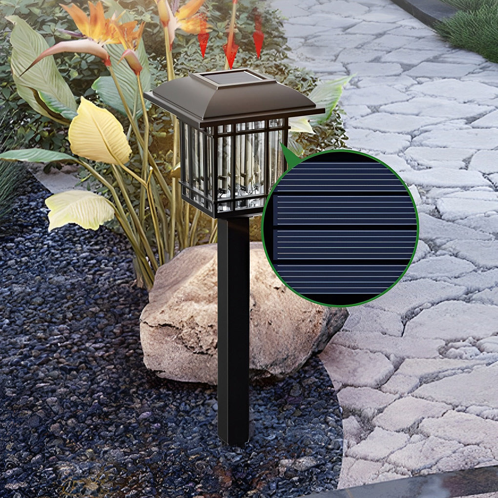 2-PCS Vintage Square Waterproof Solar Outdoor Lawn Lights