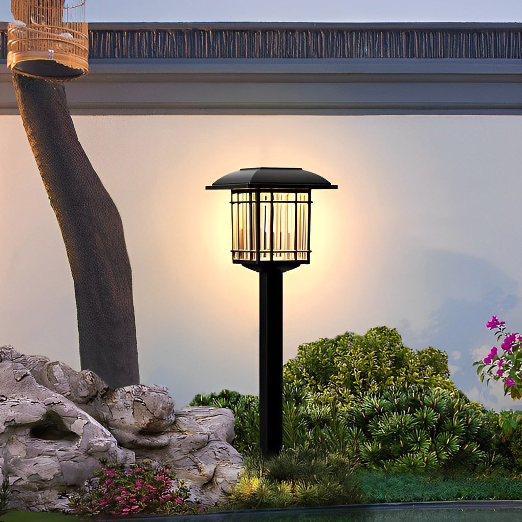 2-PCS Vintage Square Solar Outdoor Lawn Lights Waterproof Lamp