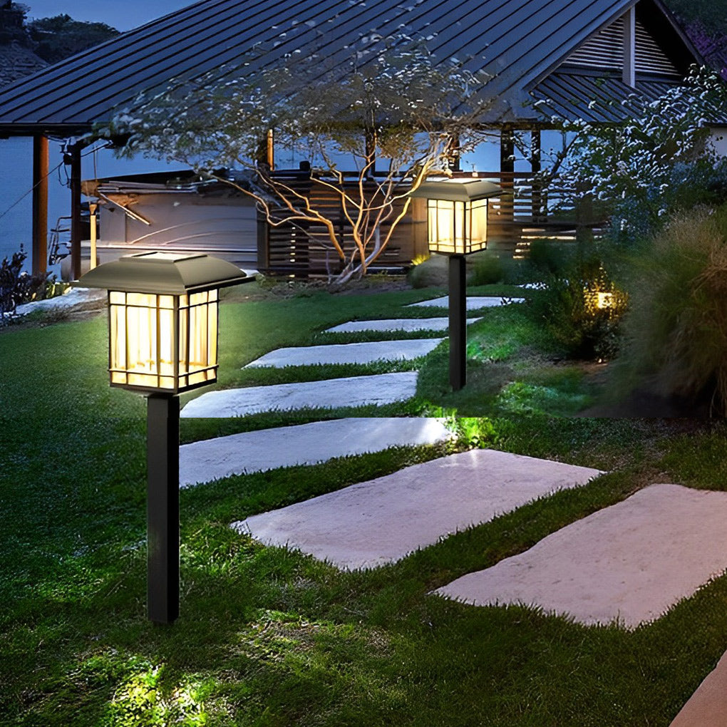 2-PCS Vintage Square Waterproof Solar Outdoor Lawn Lights