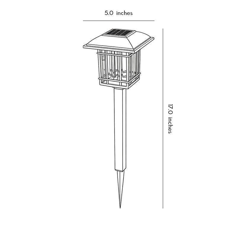 2-PCS Vintage Square Solar Outdoor Lawn Lights Waterproof Lamp