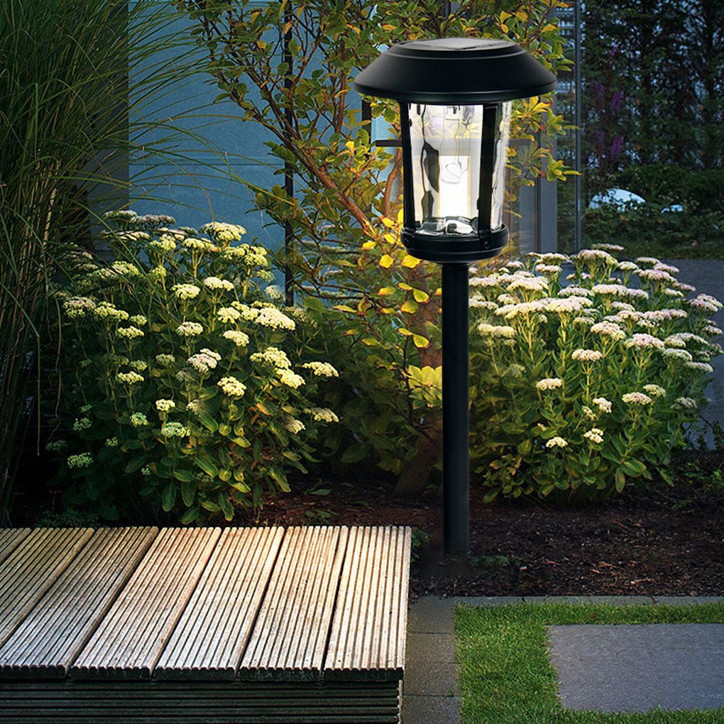 Elegant Solar Post Lights with Water Glass Lens - Outdoor LED Lighting