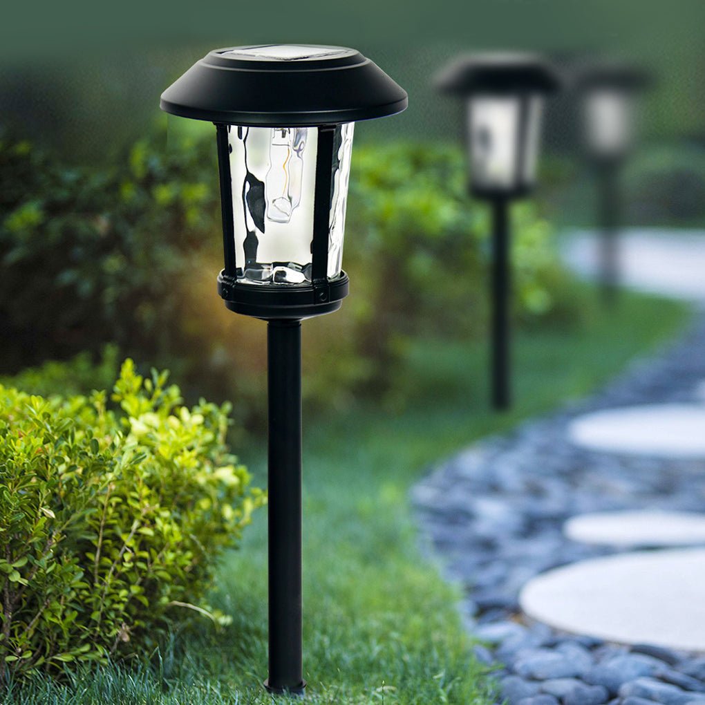 Elegant Solar Post Lights with Water Glass Lens - Outdoor LED Lighting