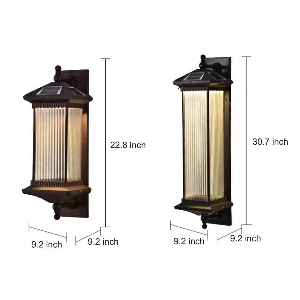 Solar Outdoor Wall Lamp - Striped Glass Waterproof Lighting