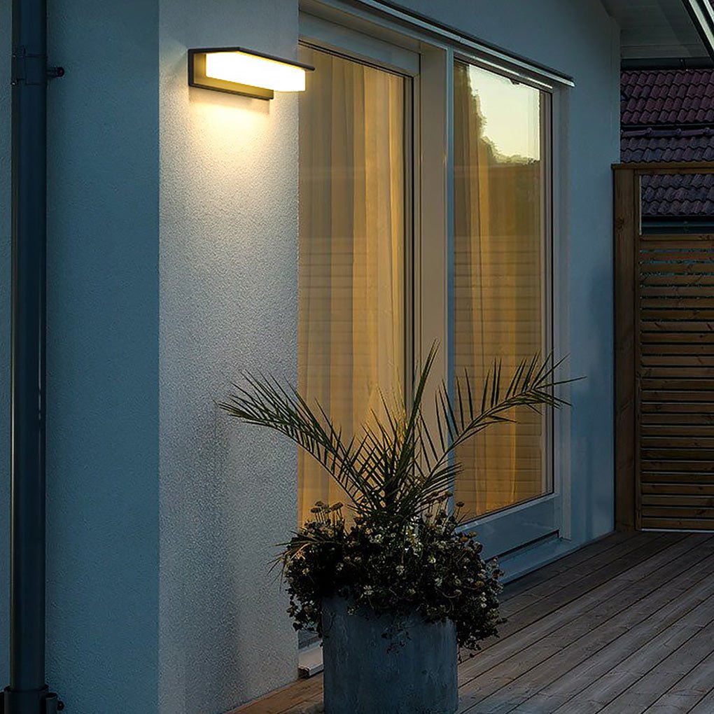 Black Rectangular Waterproof Outdoor Porch Light