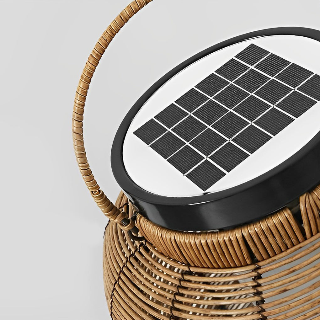 Outdoor Rattan Lantern Portable LED Solar Light Waterproof