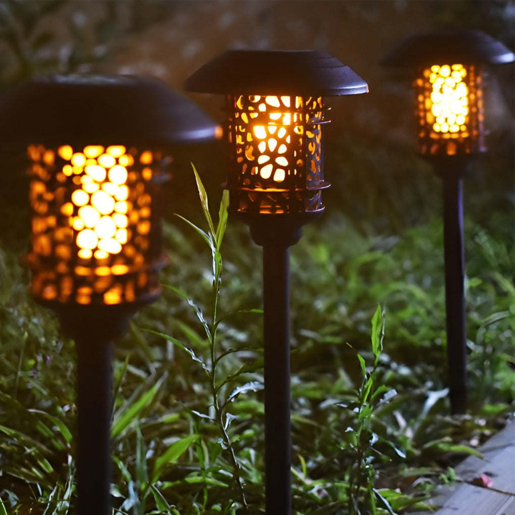 Modern Waterproof Solar Path Lighting - LED Hollow Flame Flicker Light