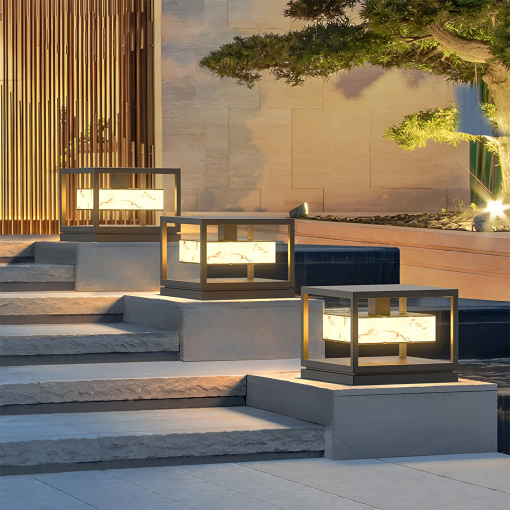 Brick Pillar Solar Lights Waterproof Metal Outdoor Lighting