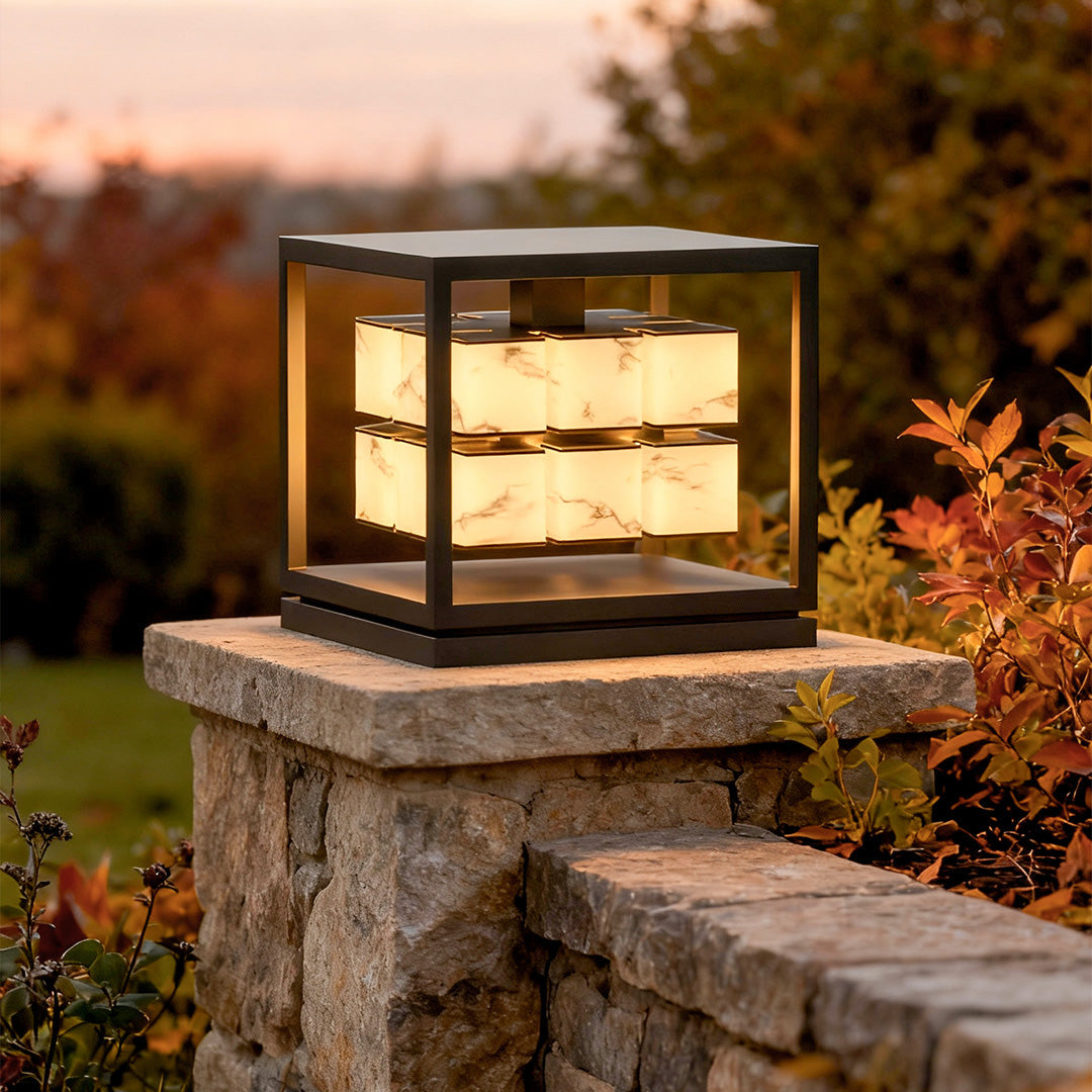 Brick Pillar Solar Lights Waterproof Metal Outdoor Lighting
