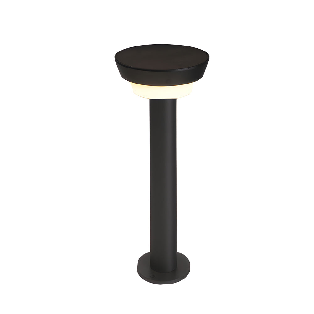 Solar Powered Garden Path Lights - Black Cylindrical Outdoor Lighting