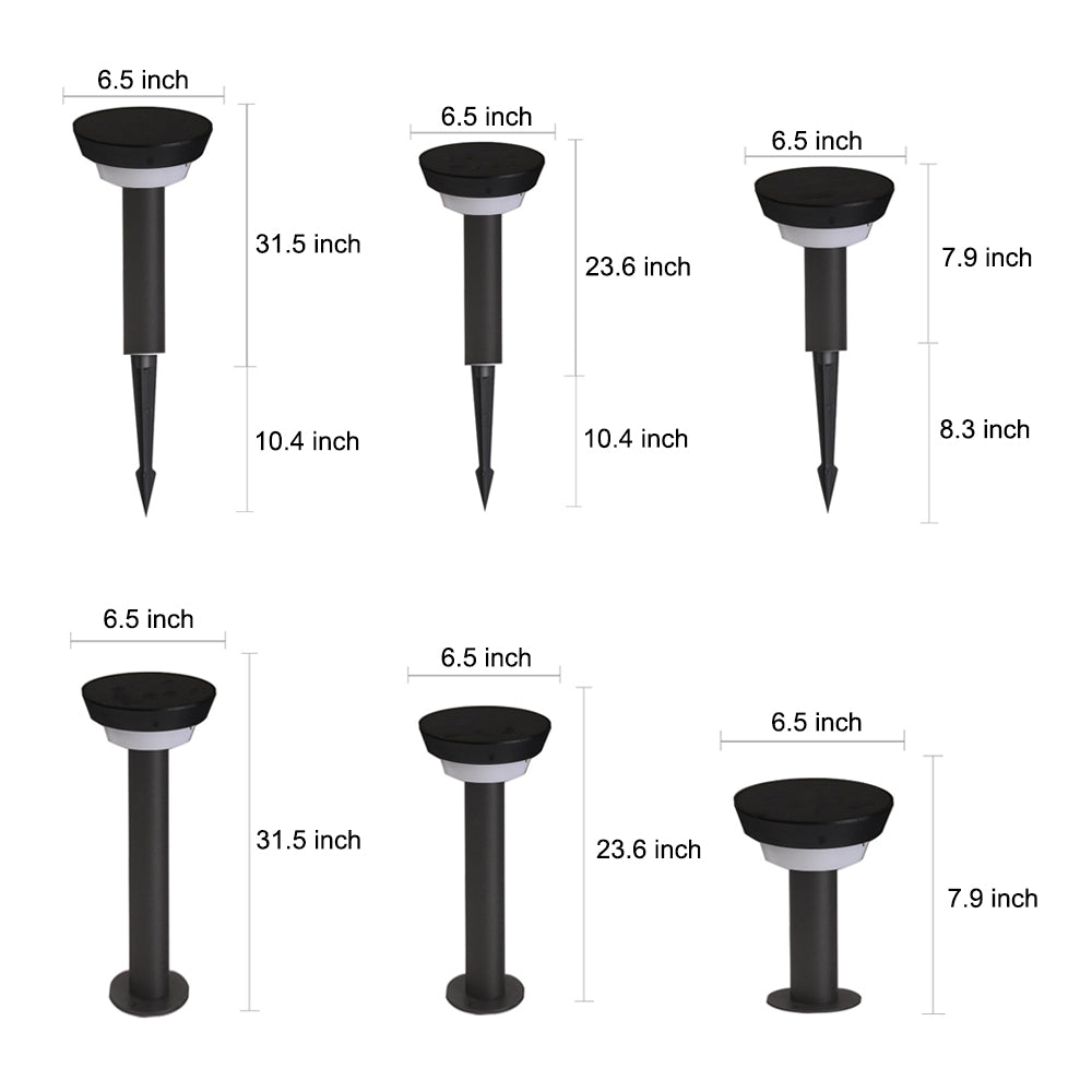 Solar Powered Garden Path Lights - Black Cylindrical Outdoor Lighting