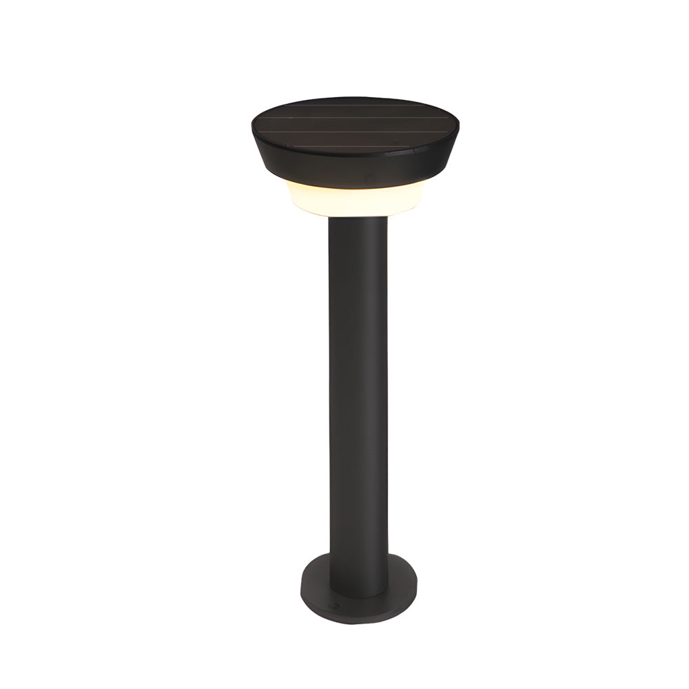 Solar Powered Garden Path Lights - Black Cylindrical Outdoor Lighting