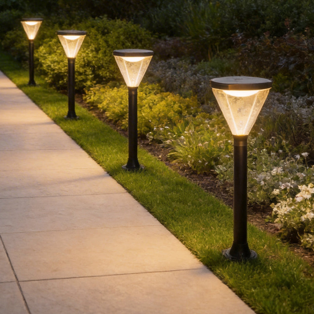 Solar Powered Black LED Landscape Lights - Modern Outdoor Lighting