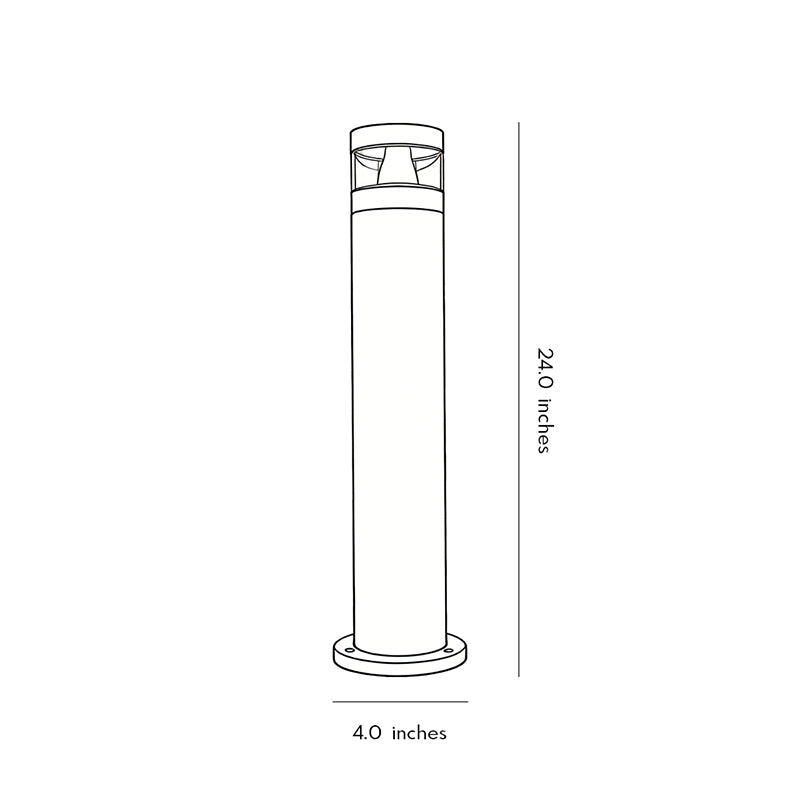 Solar Powered LED Bollard Light - Black Waterproof Landscape Lighting