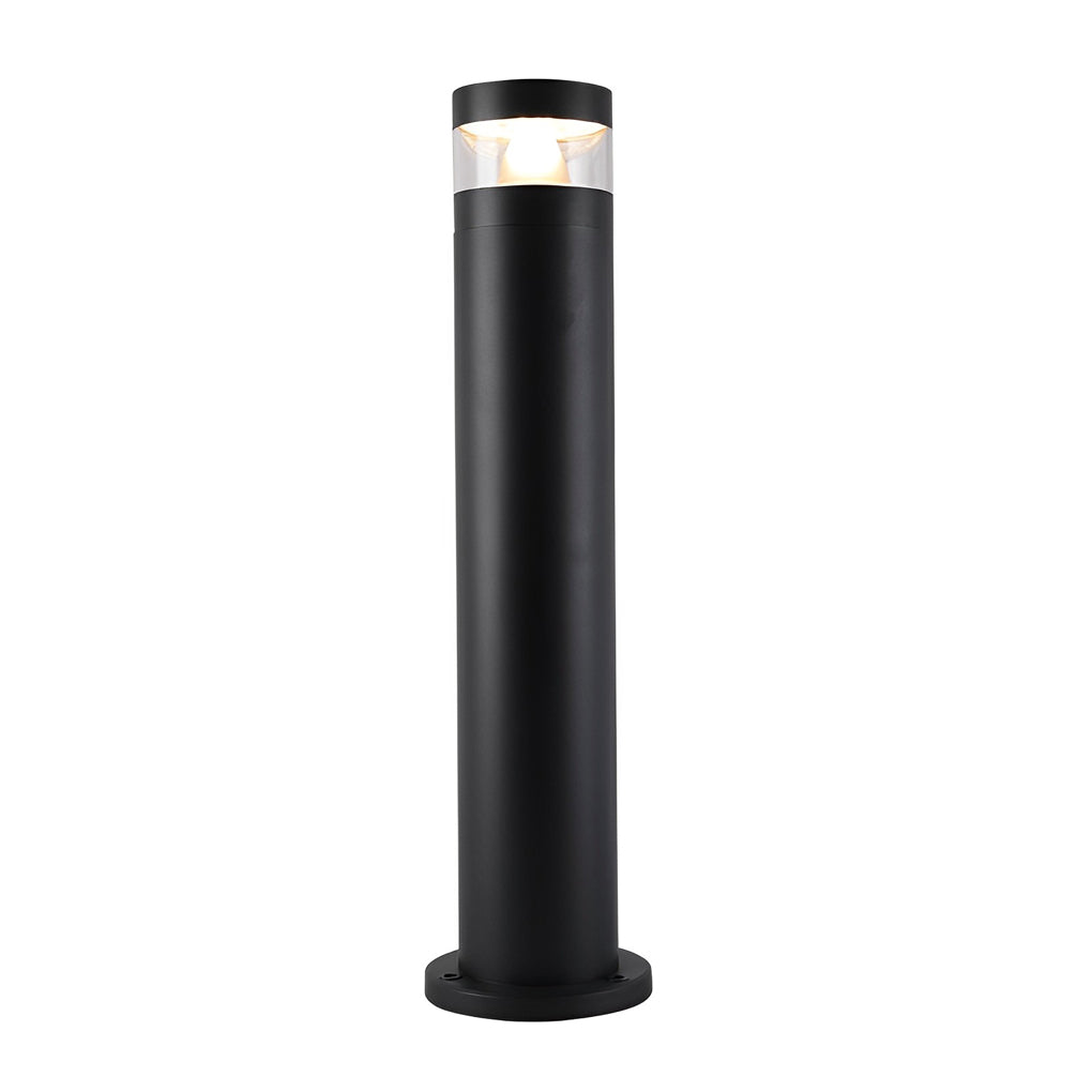 Solar Powered LED Bollard Light - Black Waterproof Landscape Lighting