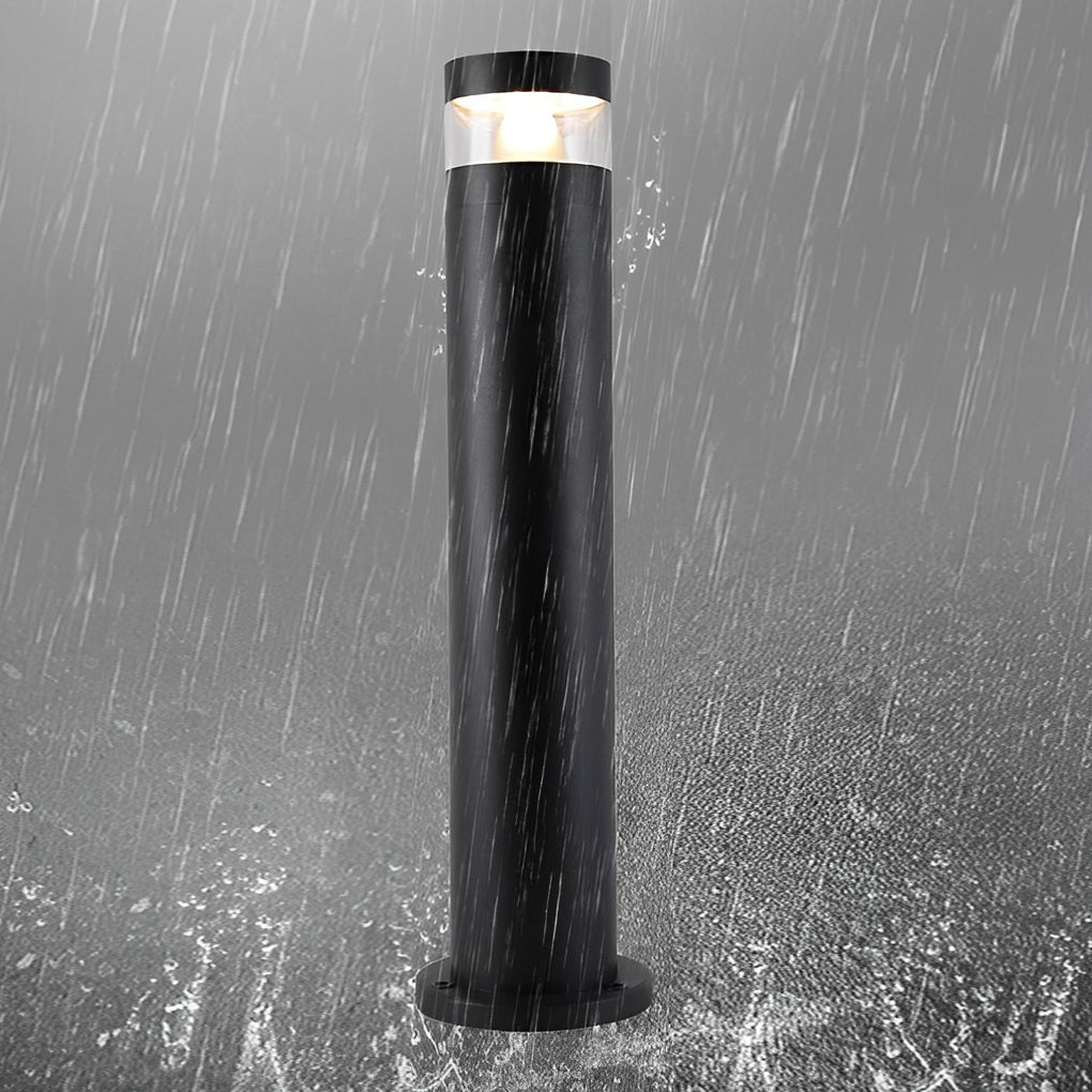 Solar Powered LED Bollard Light - Black Waterproof Landscape Lighting