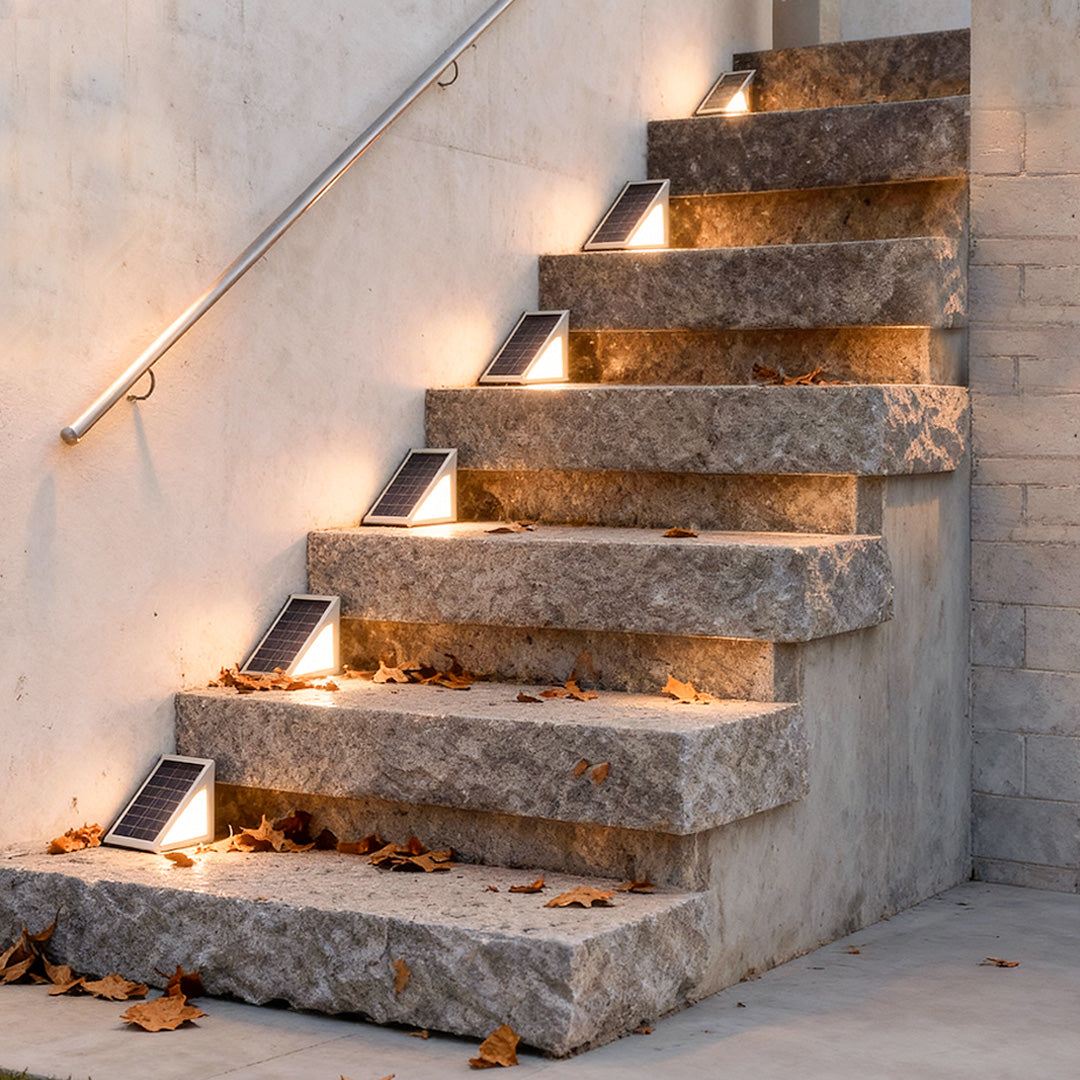 Solar Powered Triangle Ladder Step Light Waterproof Modern Design