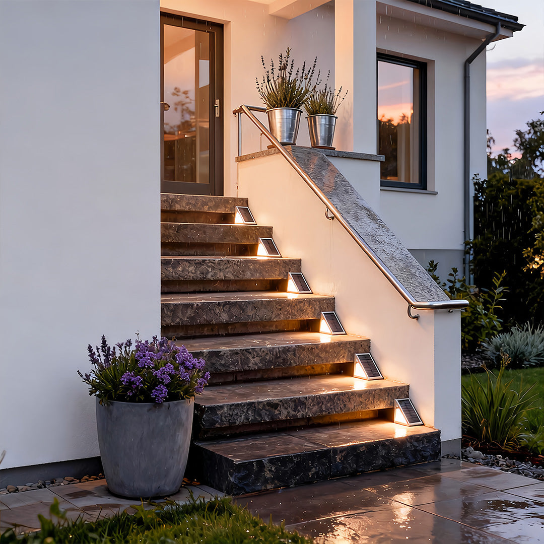 Solar Powered Triangle Ladder Step Light - Waterproof Modern Design