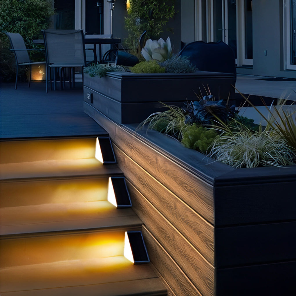 Solar Powered Triangle Ladder Step Light - Waterproof Modern Design