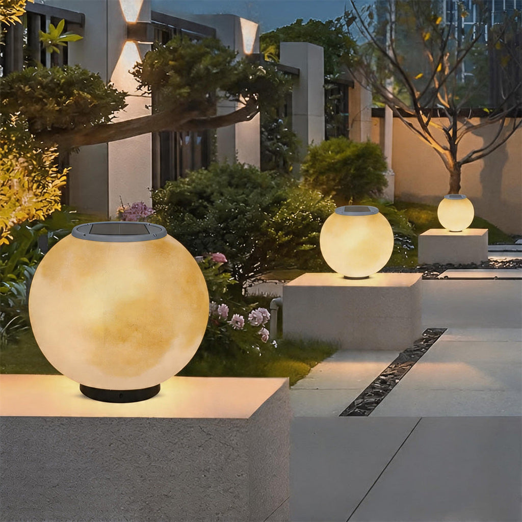 Moon Pillar Lights Waterproof LED Resin Lamp - Modern Decorative Lighting for Home & Garden