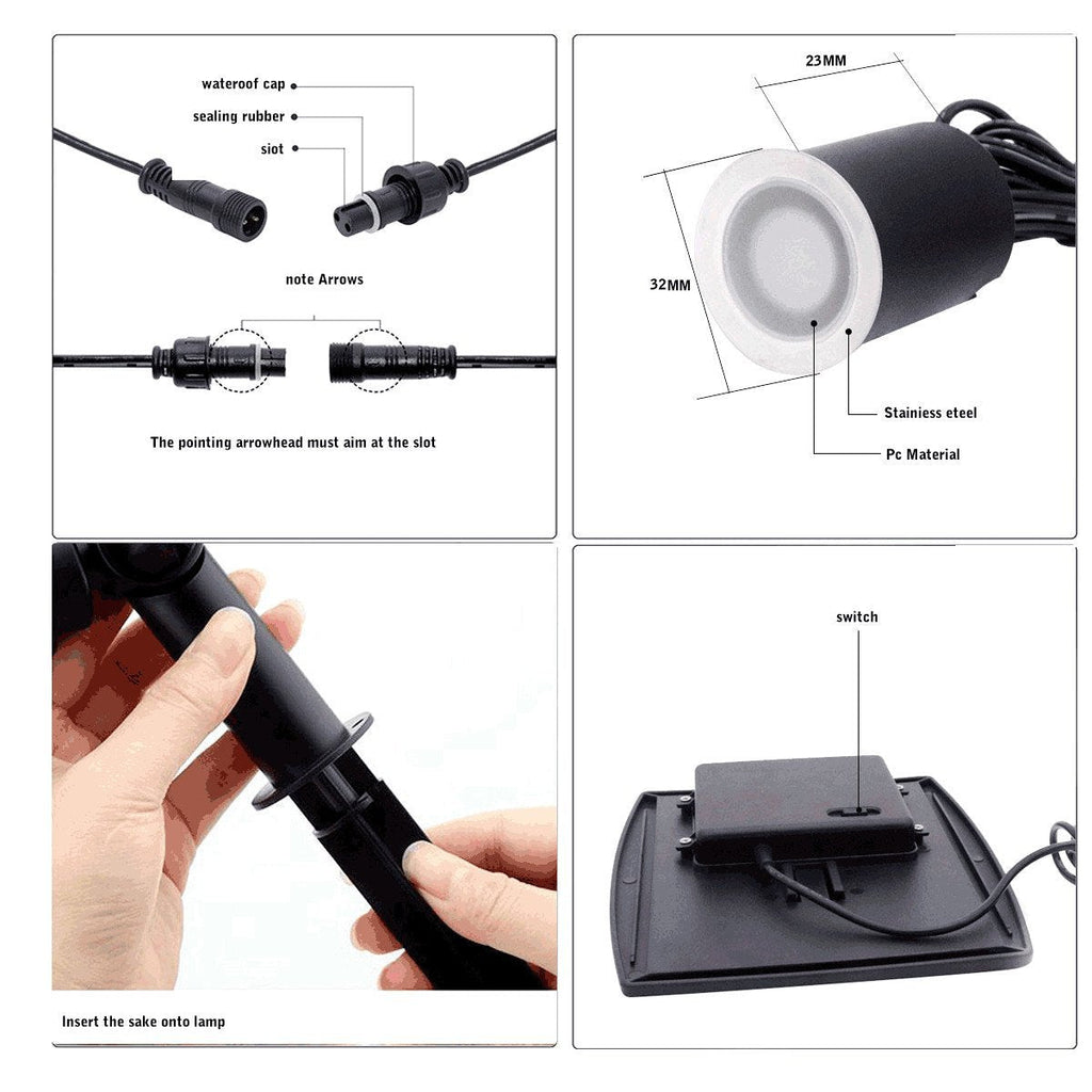 Solar Powered In-Ground LED Lights - Modern Black Well Lighting