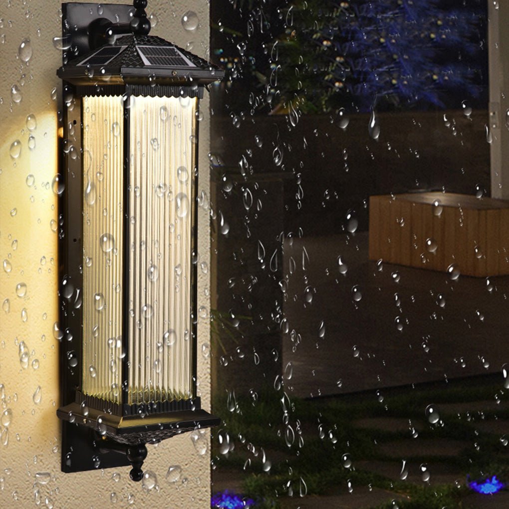 Solar Outdoor Wall Lamp - Striped Glass Waterproof Lighting